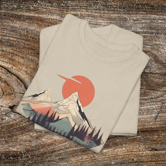 Vintage Retro Mountain TShirt - Trendy Mountain Landscape Shirt
