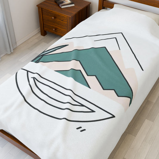 Boho Mountain Velveteen Throw Blanket — Cozy Neutral Aesthetic Fleece
