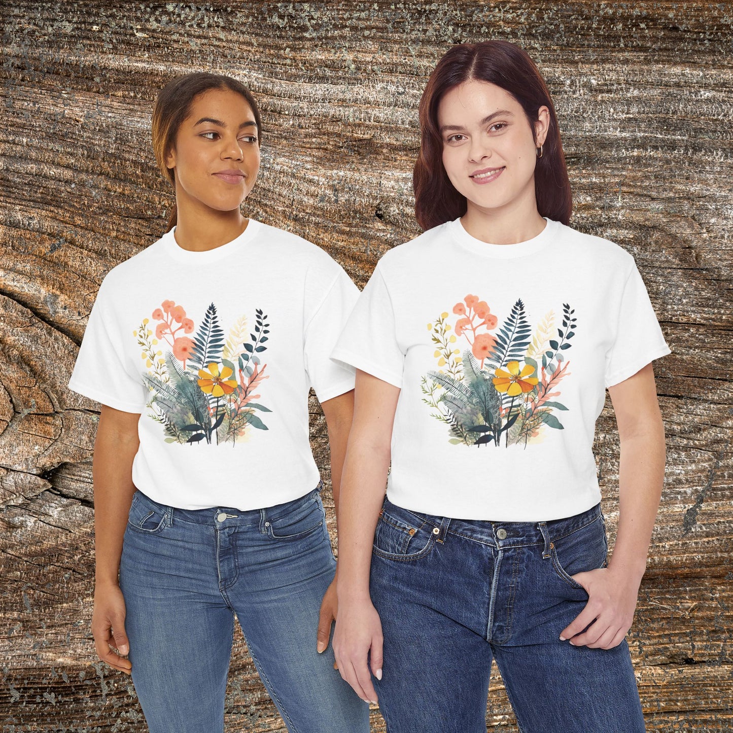 Vintage Watercolour  Floral TShirt — Botanical Graphic T-Shirt
