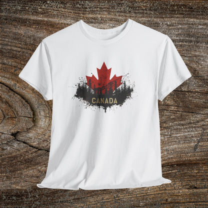 Rustic Canadian Maple Leaf T-Shirt — Grunge Canada Landscape Tee