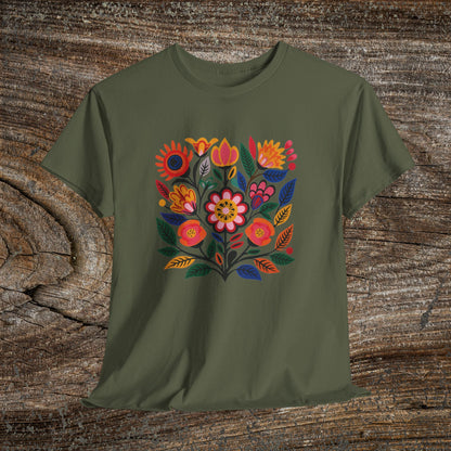 Retro Vibrant Botanical Flower T-Shirt — Nature Lover Gift