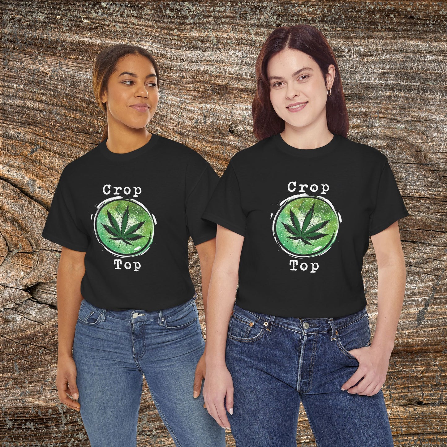 Grunge Weed Leaf 420 TShirt - "Crop Top" - Retro Weed Marijuana Stoner Gift