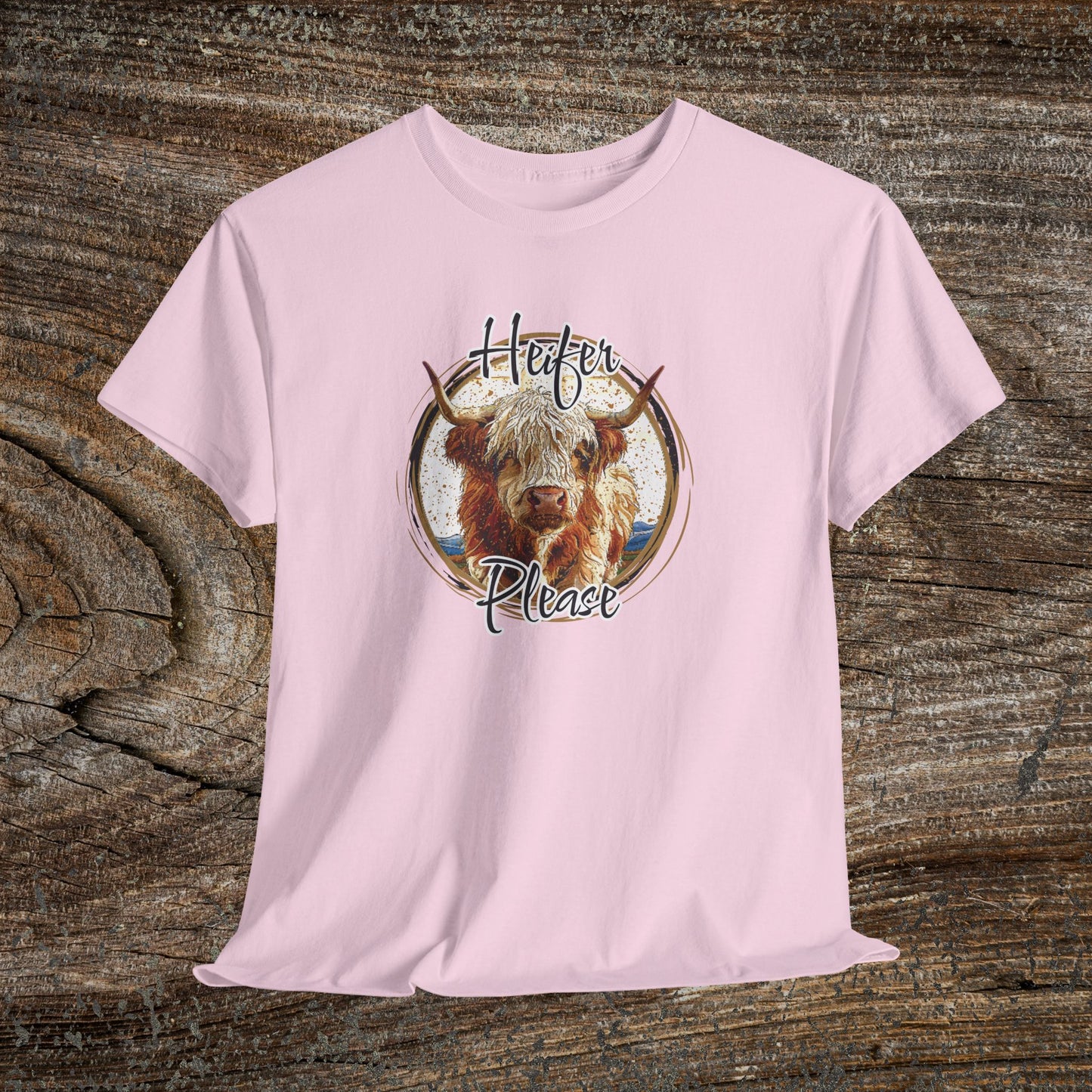 Heifer Please Retro Grunge Cow T-Shirt — Boho Funny Farm Animal Tee