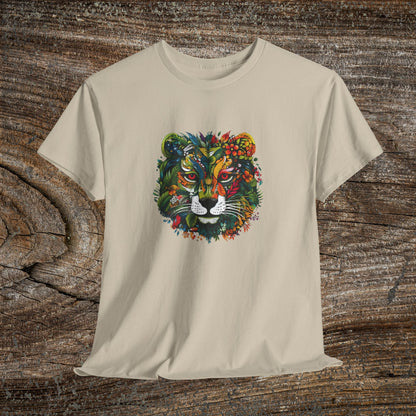 Lion Head Floral Tee — Colourful Botanical Safari Graphic T-Shirt