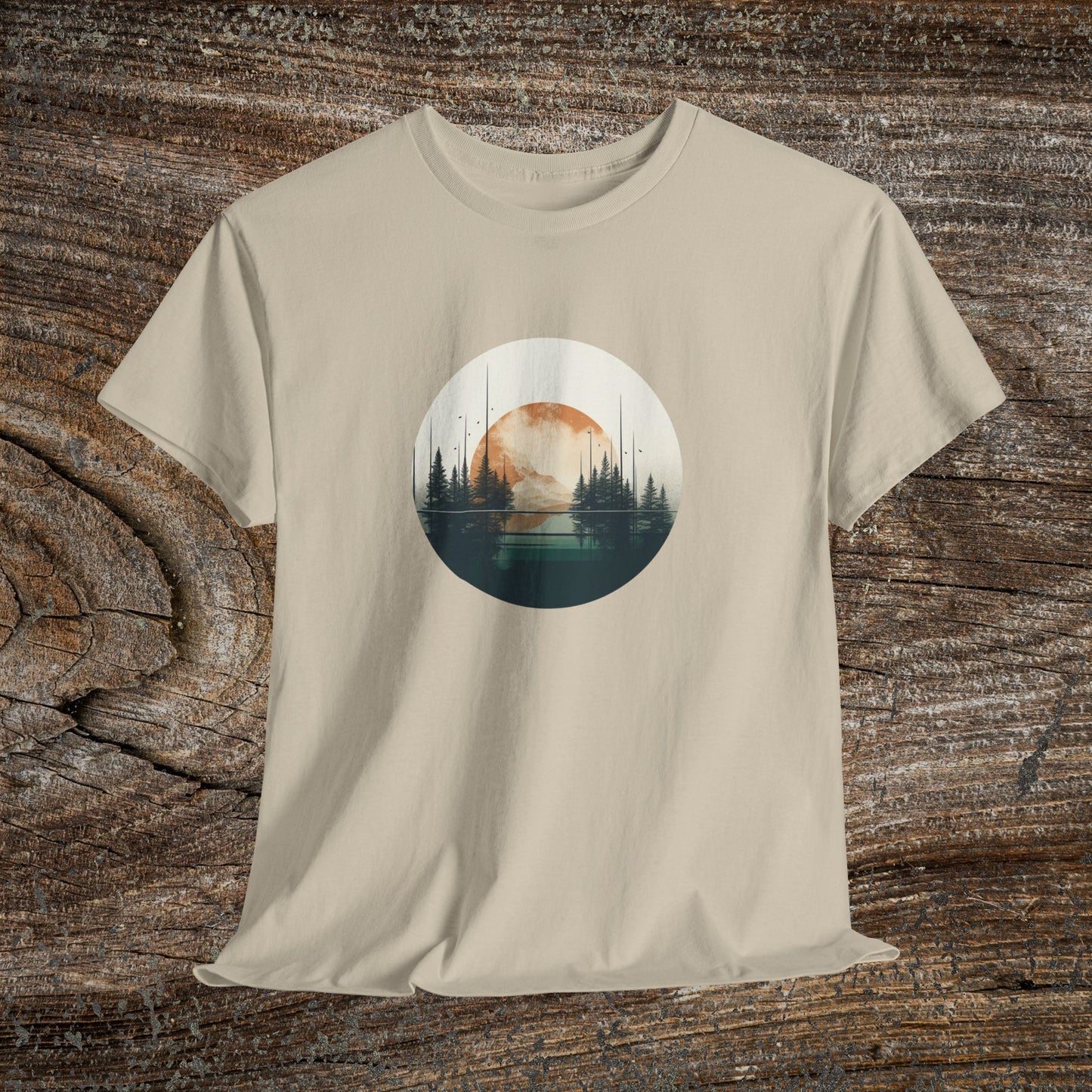 Retro Boho Mountain T-Shirt — Abstract Mountain Landscape, Nature Lover Gift