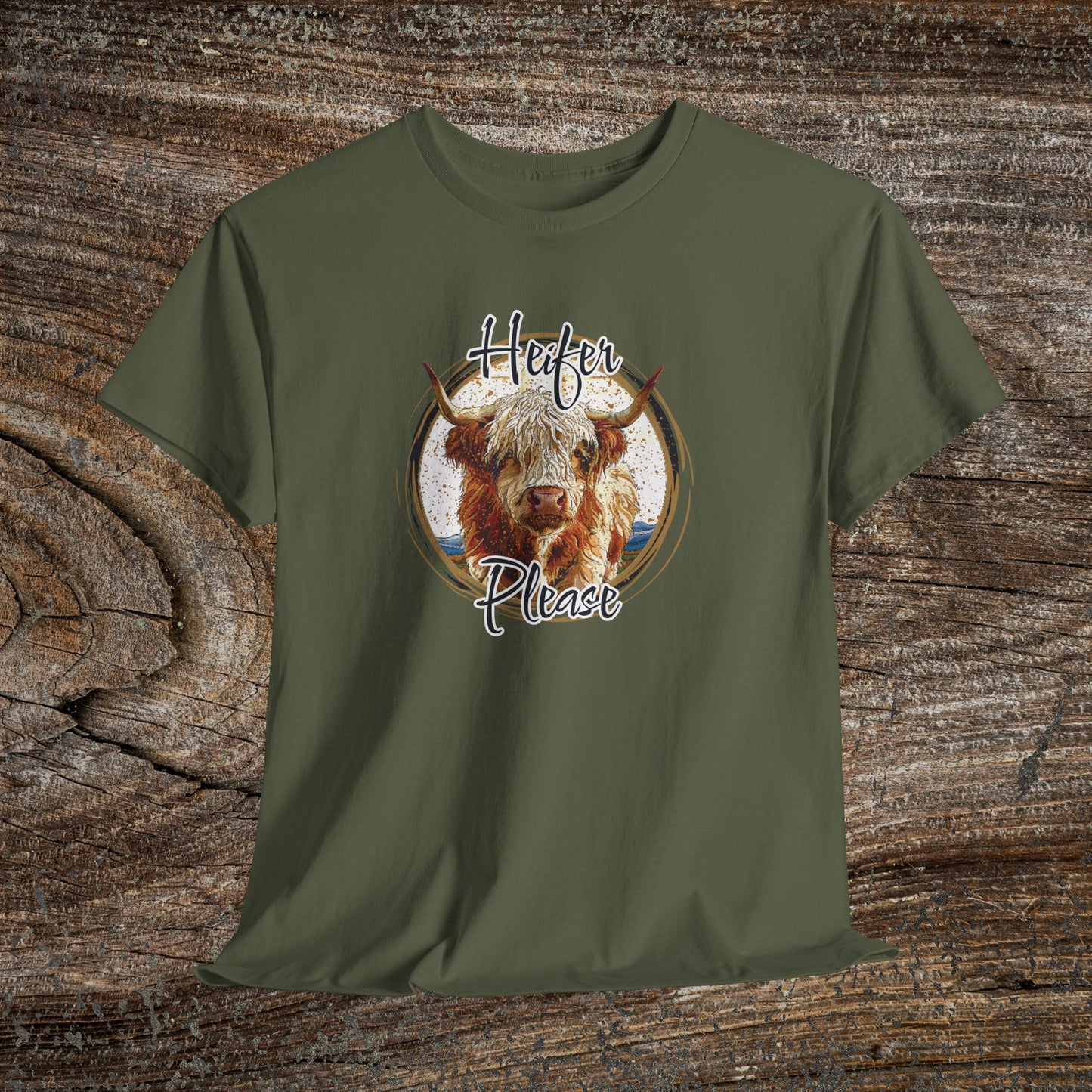 Heifer Please Retro Grunge Cow T-Shirt — Boho Funny Farm Animal Tee