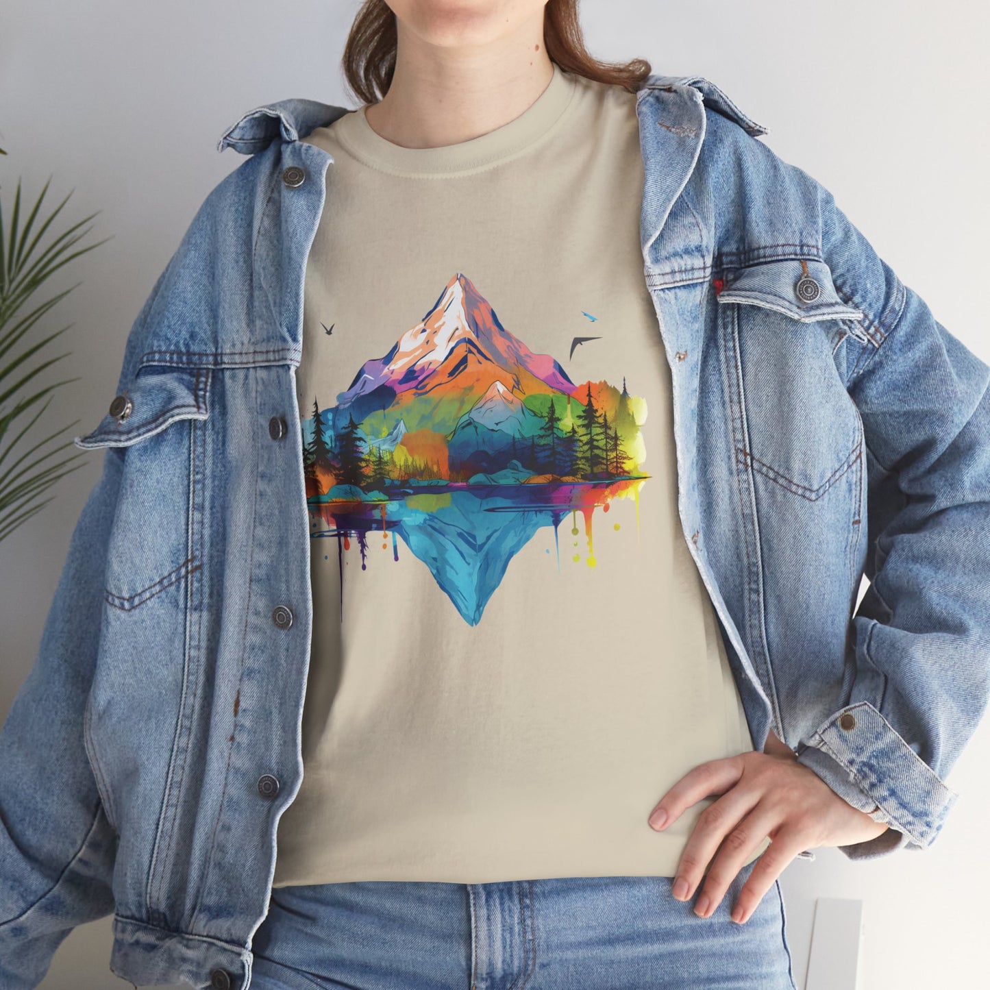 Vibrant Retro Mountain Abstract T-Shirt — Nature Lover Gift