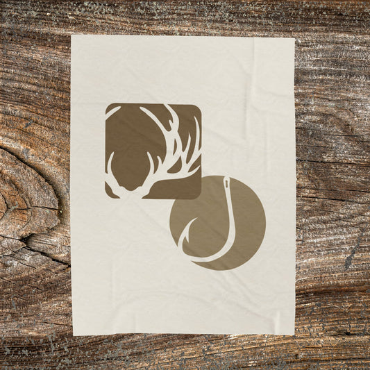 Hunting & Fishing Velveteen Plush Blanket — Rustic Cabin Throw