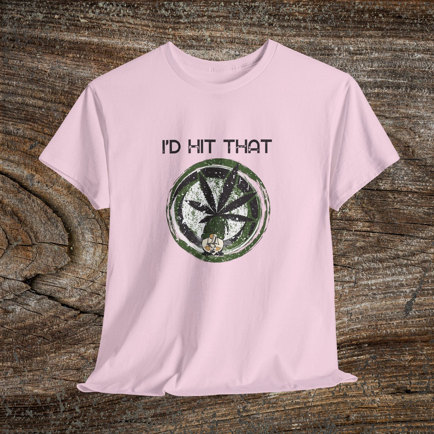 Retro Weed Gnome Marijuana 420 TShirt - "I'd Hit That" - Funny Grunge Stoner Gift