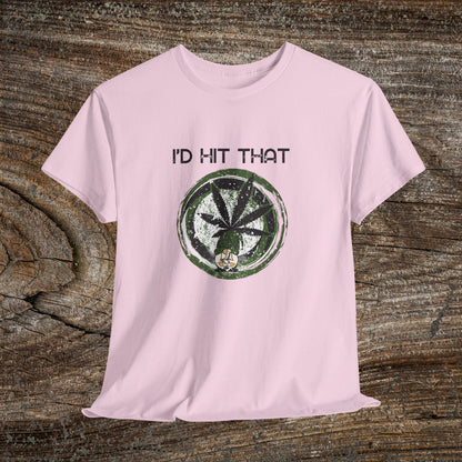 Retro Weed Gnome Marijuana 420 TShirt - "I'd Hit That" - Funny Grunge Stoner Gift