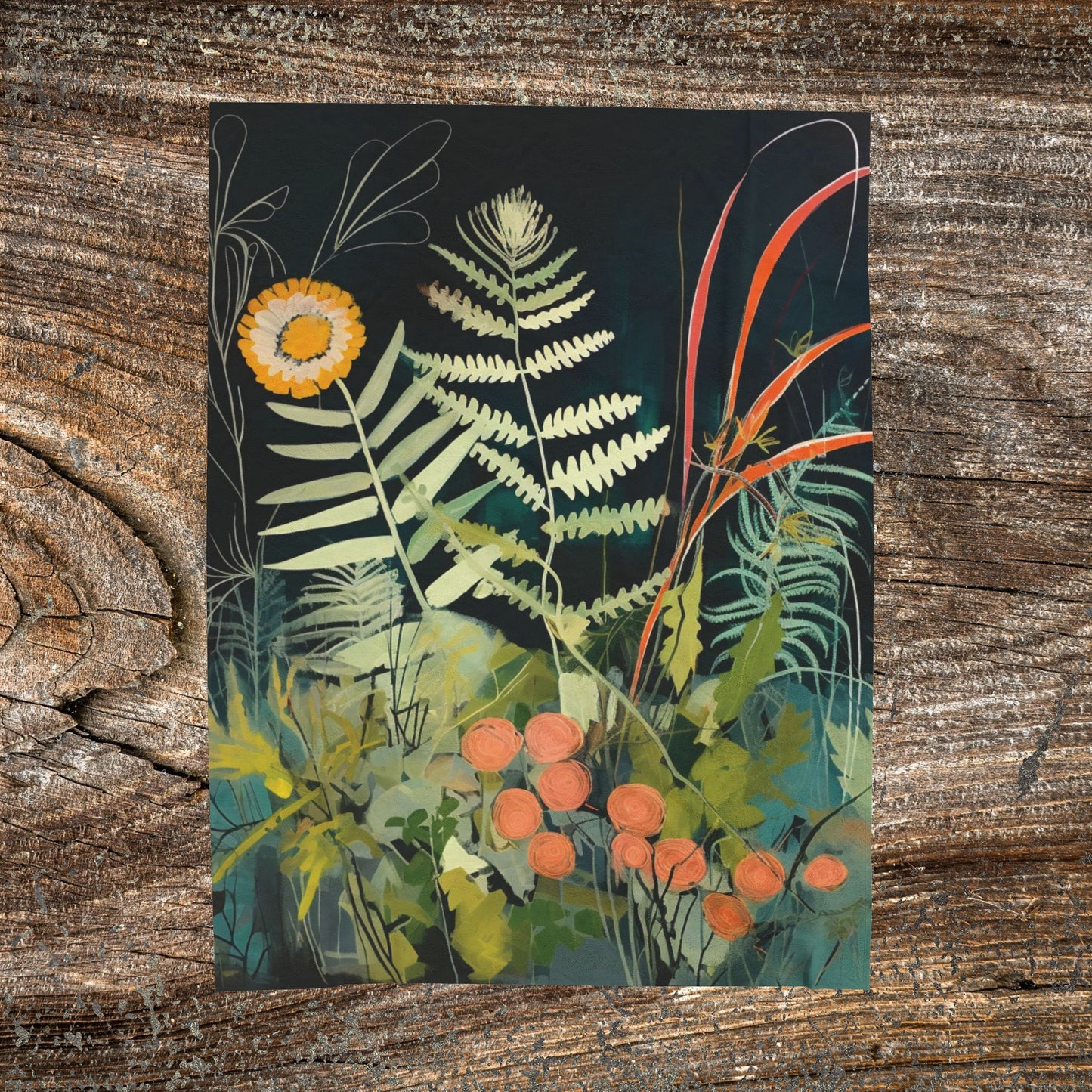 Botanical Abstract Blanket — Soft Floral Throw