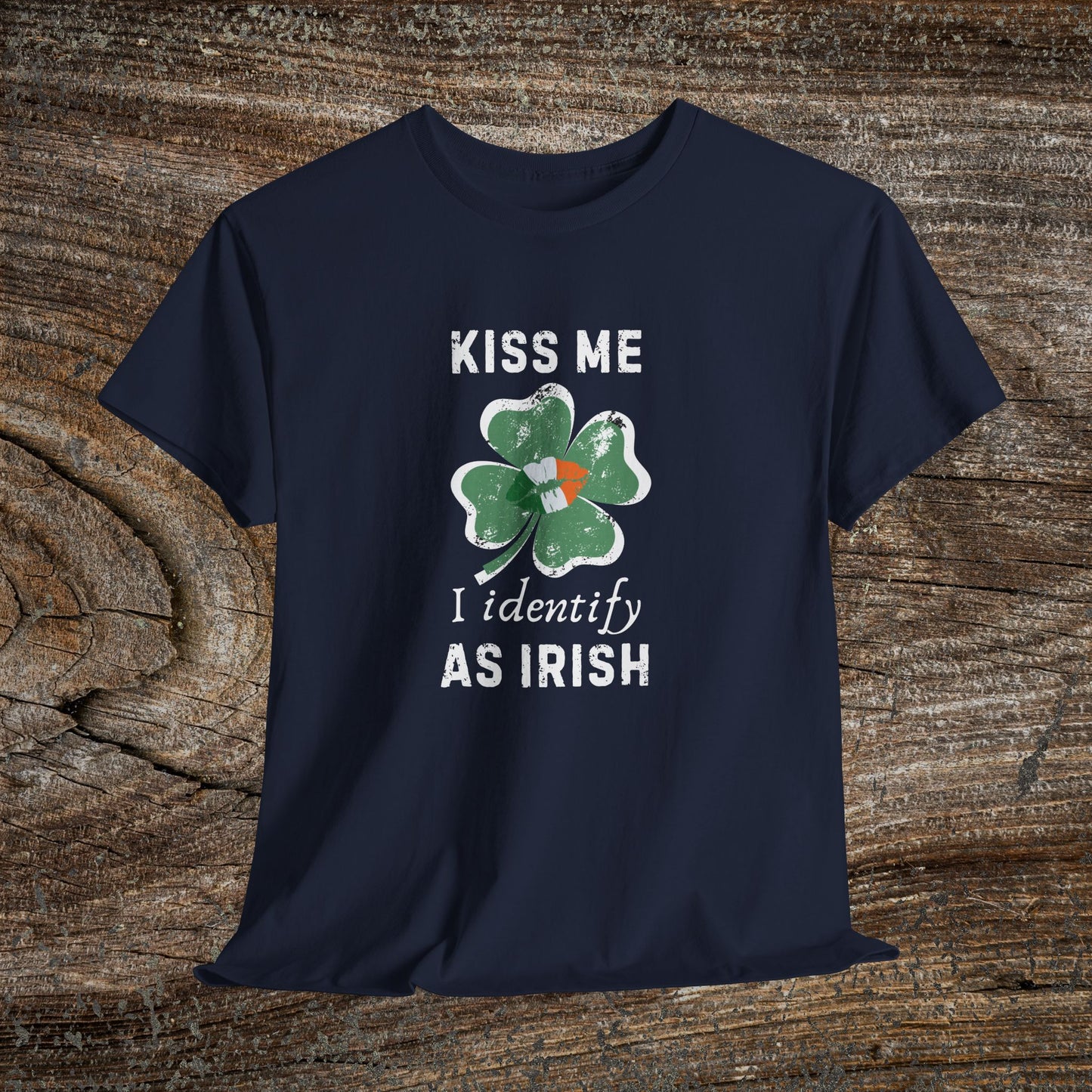Kiss Me I Identify As Irish Shamrock Tee | St. Patrick's Day Clover Shirt