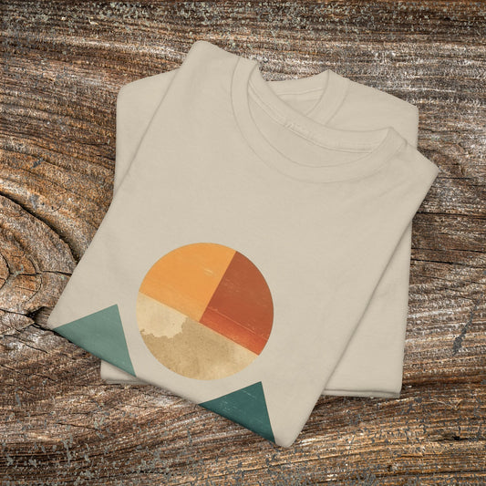 Boho Mountain T-Shirt — Vintage Abstract Mountain Landscape Tee