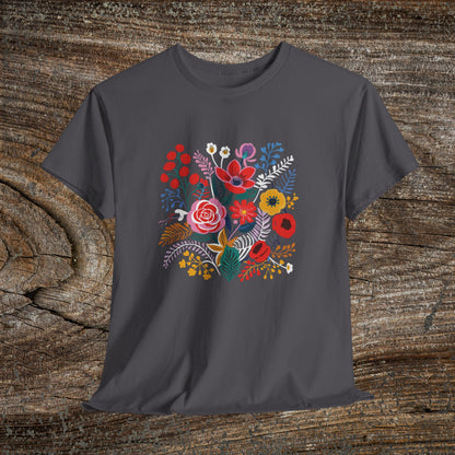 Retro Vibrant Botanical Flower T-Shirt — Nature Lover Gift