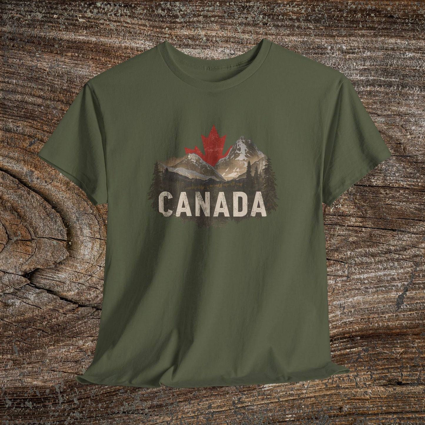 Rustic Canadian Landscape T-Shirt — Distressed Canada Tee