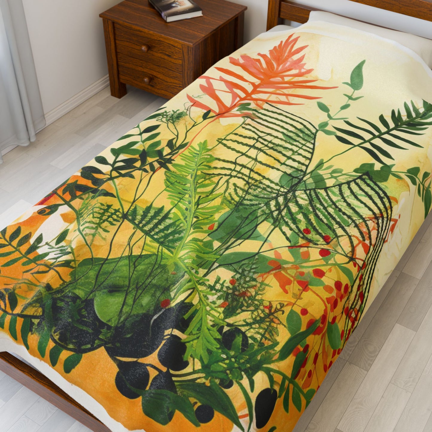 Botanical Abstract Blanket — Soft Floral Throw