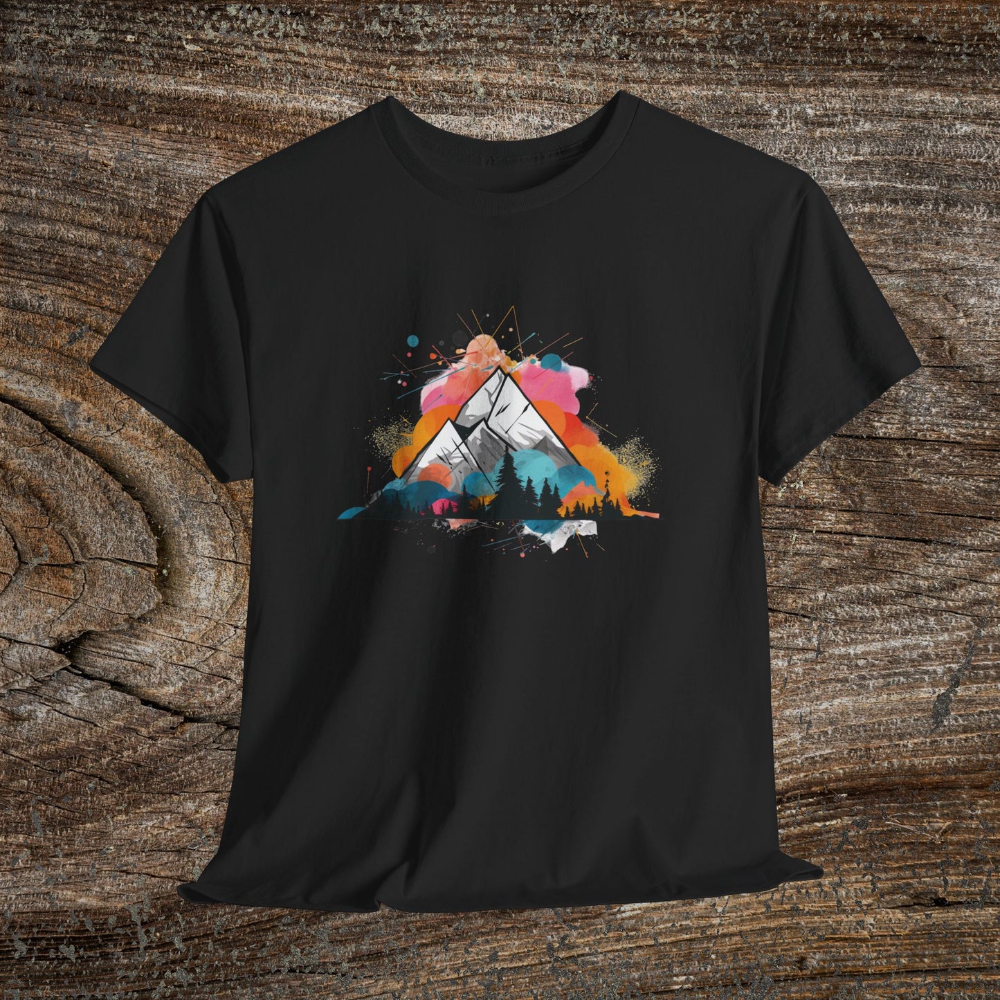 Vibrant Retro Mountain Abstract TShirt - Trendy Cute Mountain Landscape Shirt