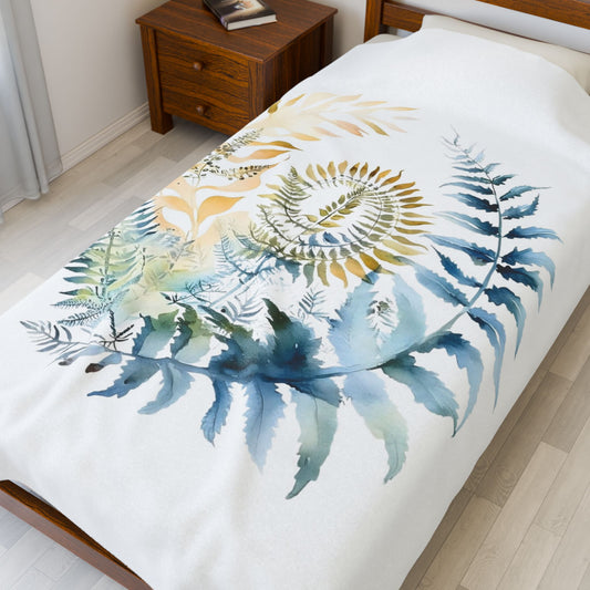 Botanical Abstract Blanket — Soft Floral Throw