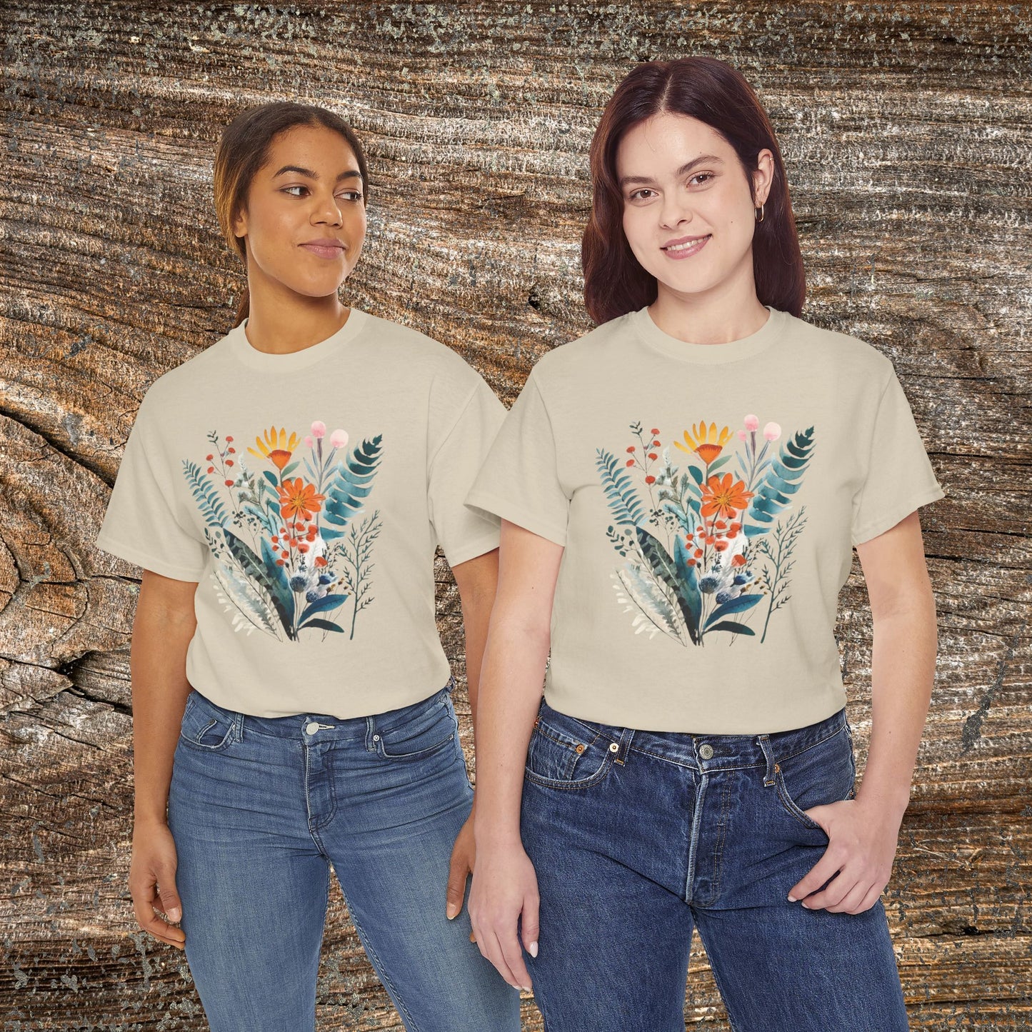 Vintage Watercolour  Floral TShirt — Botanical Graphic T-Shirt