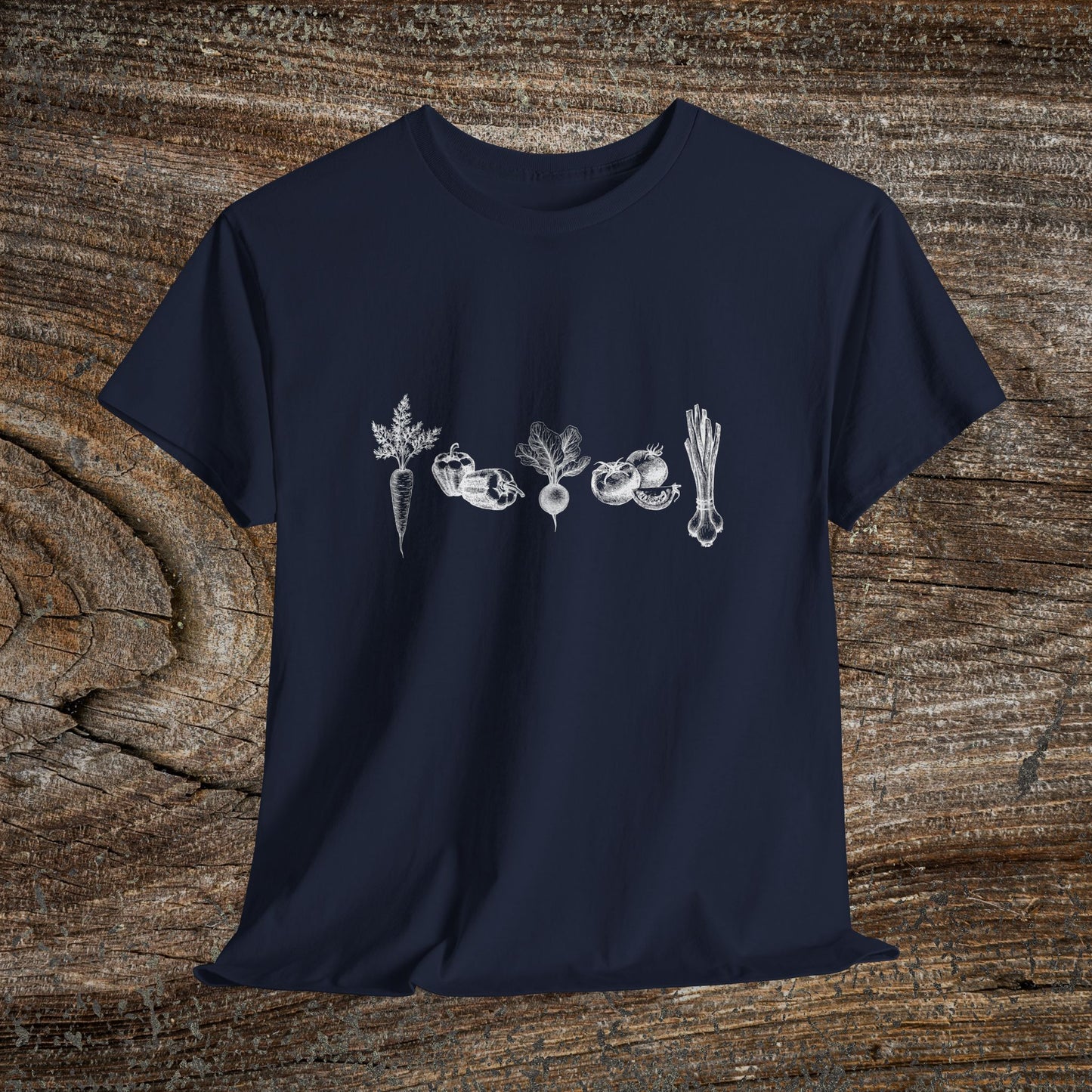 Rustic Vegetable T-Shirt — Farmhouse Produce Tee for Gardeners & Veg Lovers