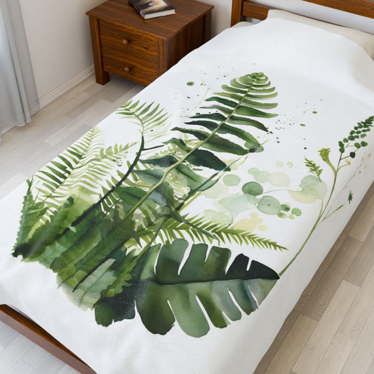 Watercolour Botanical Blanket — Soft Floral Abstract Throw