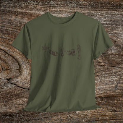 Rustic Vegetable T-Shirt — Farmhouse Produce Tee for Gardeners & Veg Lovers