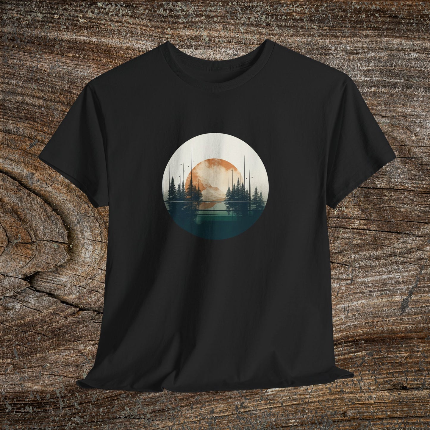 Retro Boho Mountain T-Shirt — Abstract Mountain Landscape, Nature Lover Gift