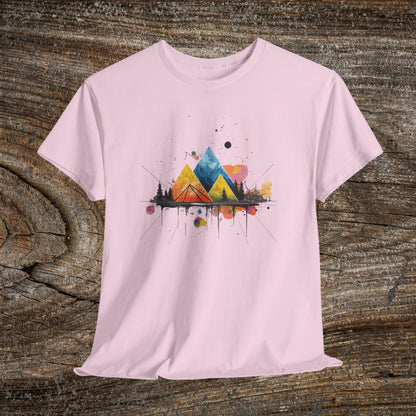 Vibrant Retro Mountain Abstract TShirt - Nature Lover Mountain Landscape Shirt