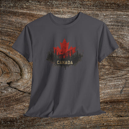 Rustic Canadian Maple Leaf T-Shirt — Grunge Canada Landscape Tee