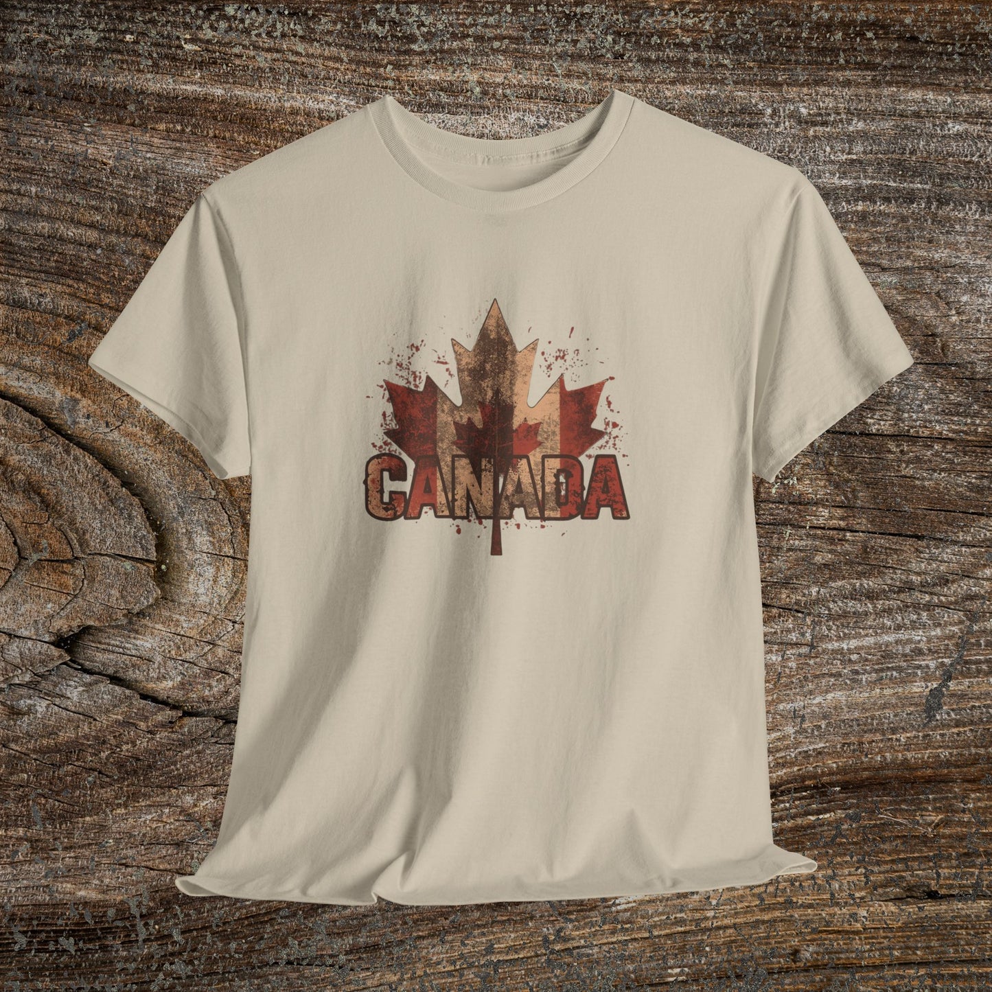 Rustic Canadian Maple Leaf T-Shirt — Grunge Canada Tee