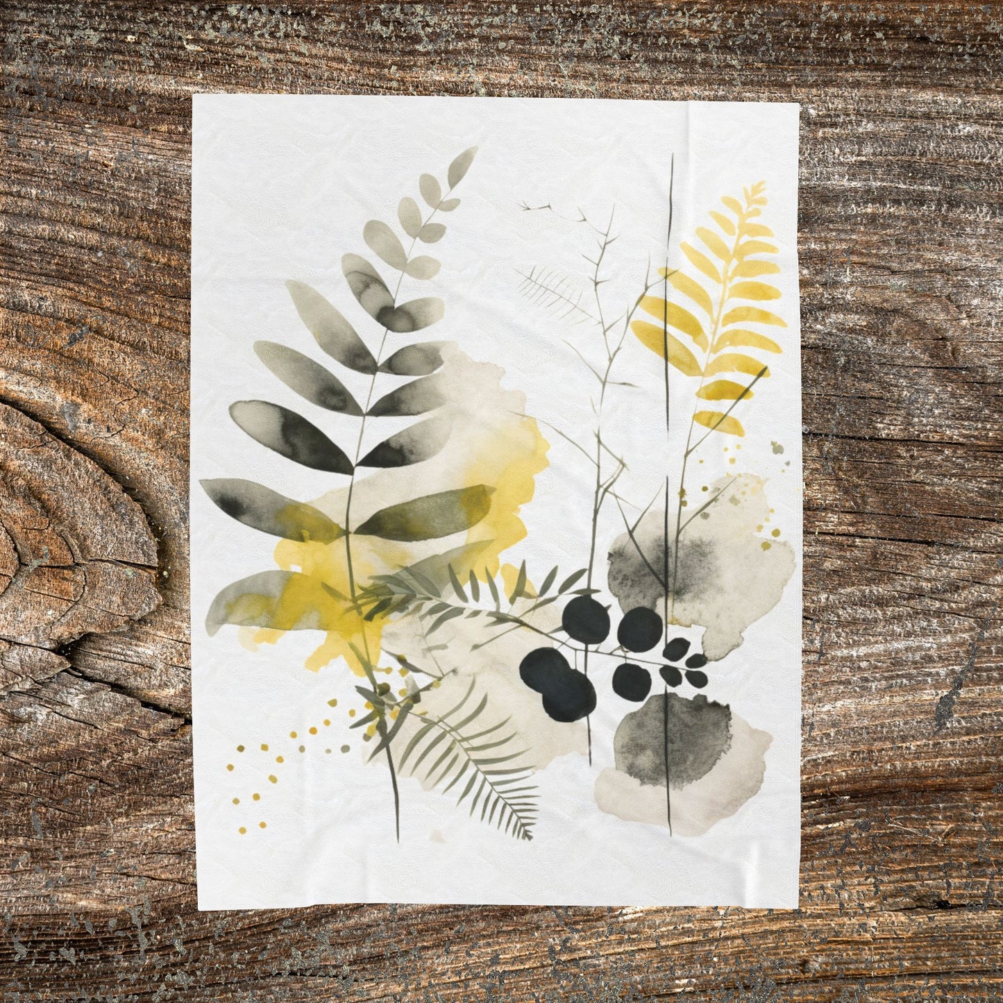 Watercolour Botanical Blanket — Soft Floral Abstract Throw