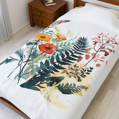 Watercolour Botanical Blanket — Soft Floral Abstract Throw