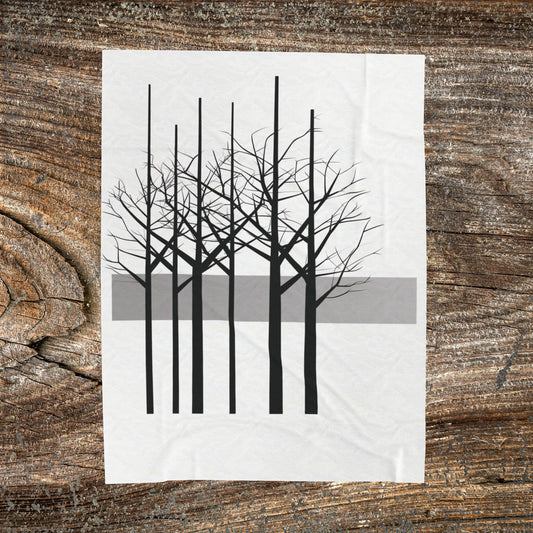 Abstract Tree Blanket — Neutral Minimalist Cozy Throw