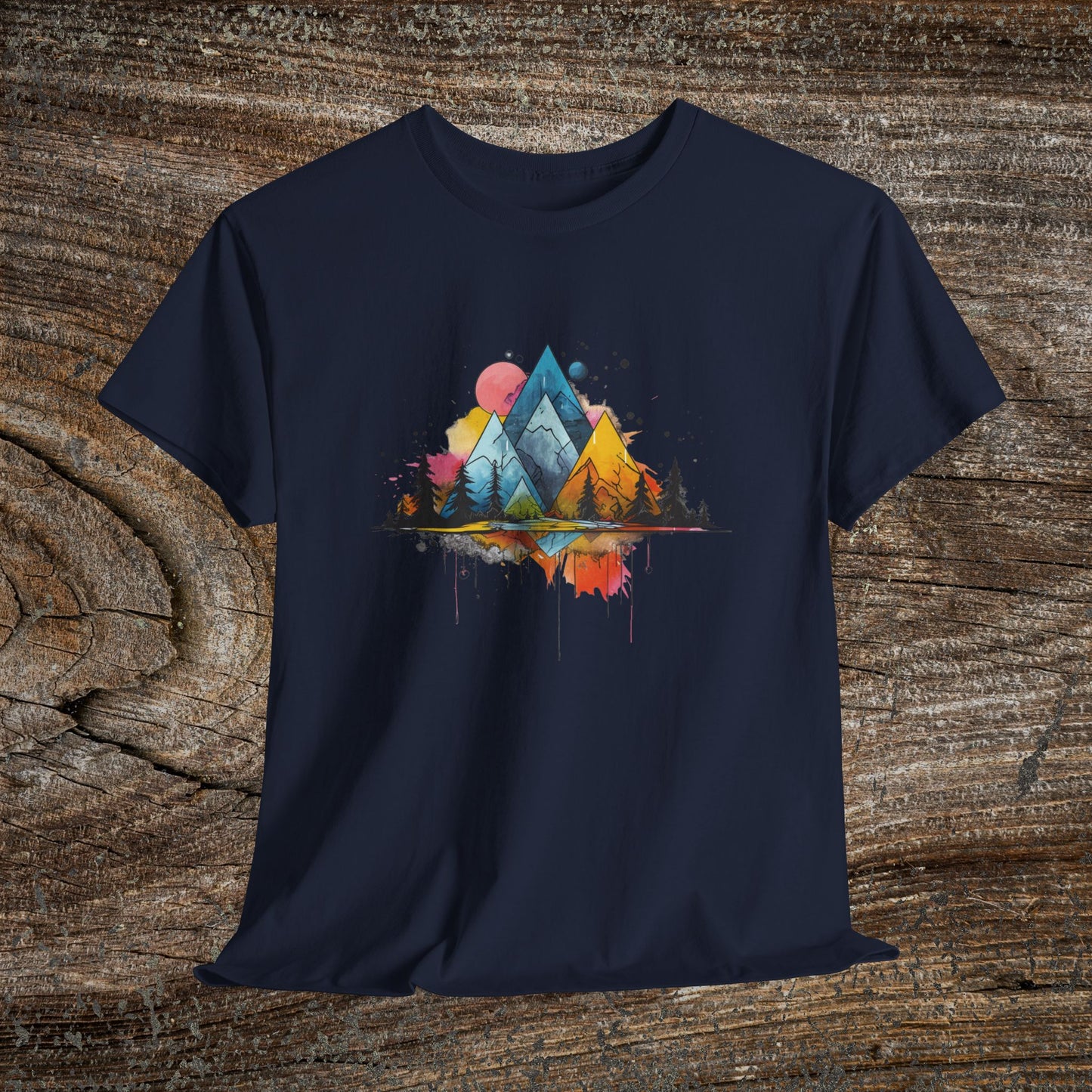 Retro Mountain Abstract TShirt - Trendy Mountain Landscape Shirt