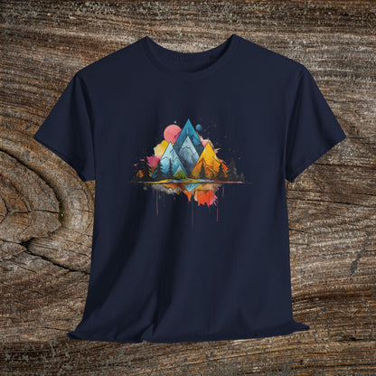 Retro Mountain Abstract TShirt - Trendy Mountain Landscape Shirt