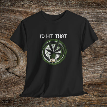 Retro Weed Gnome Marijuana 420 TShirt - "I'd Hit That" - Funny Grunge Stoner Gift