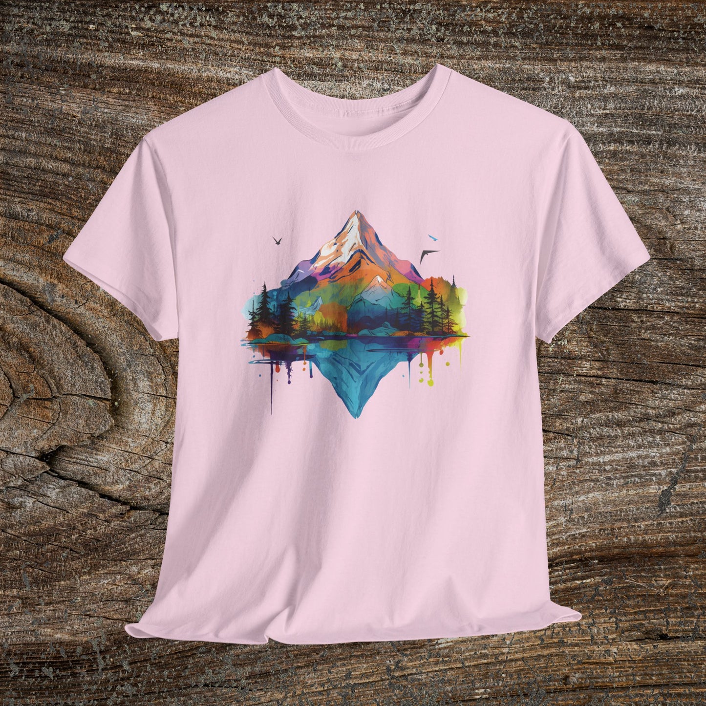 Vibrant Retro Mountain Abstract T-Shirt — Nature Lover Gift