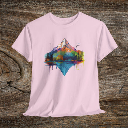 Vibrant Retro Mountain Abstract T-Shirt — Nature Lover Gift