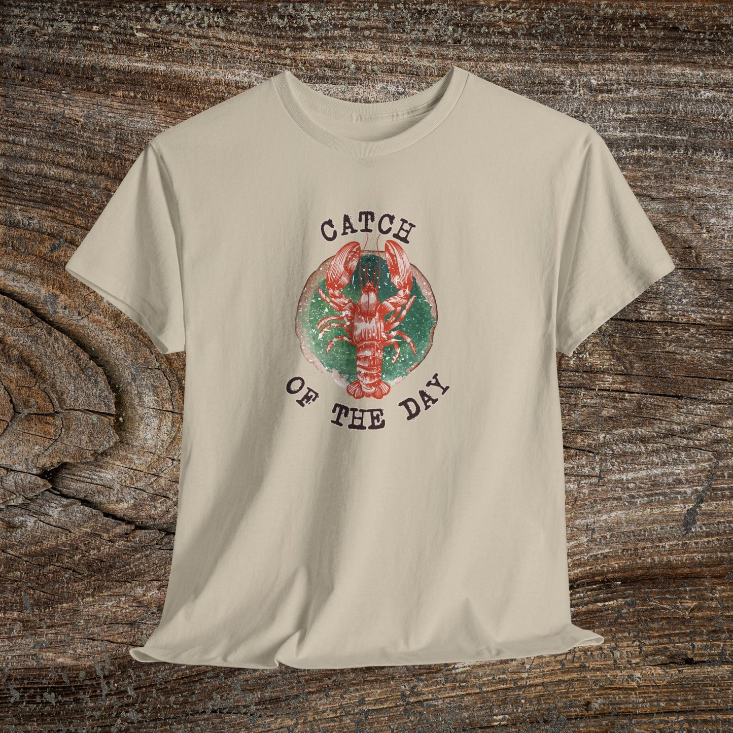 Retro Lobster TShirt - 'Catch of the Day' - Grunge Fishing Shirt