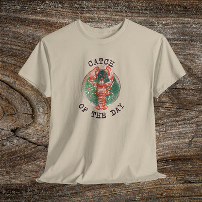 Retro Lobster TShirt - 'Catch of the Day' - Grunge Fishing Shirt