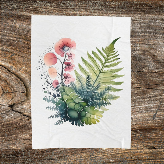 Botanical Abstract Blanket — Soft Floral Throw
