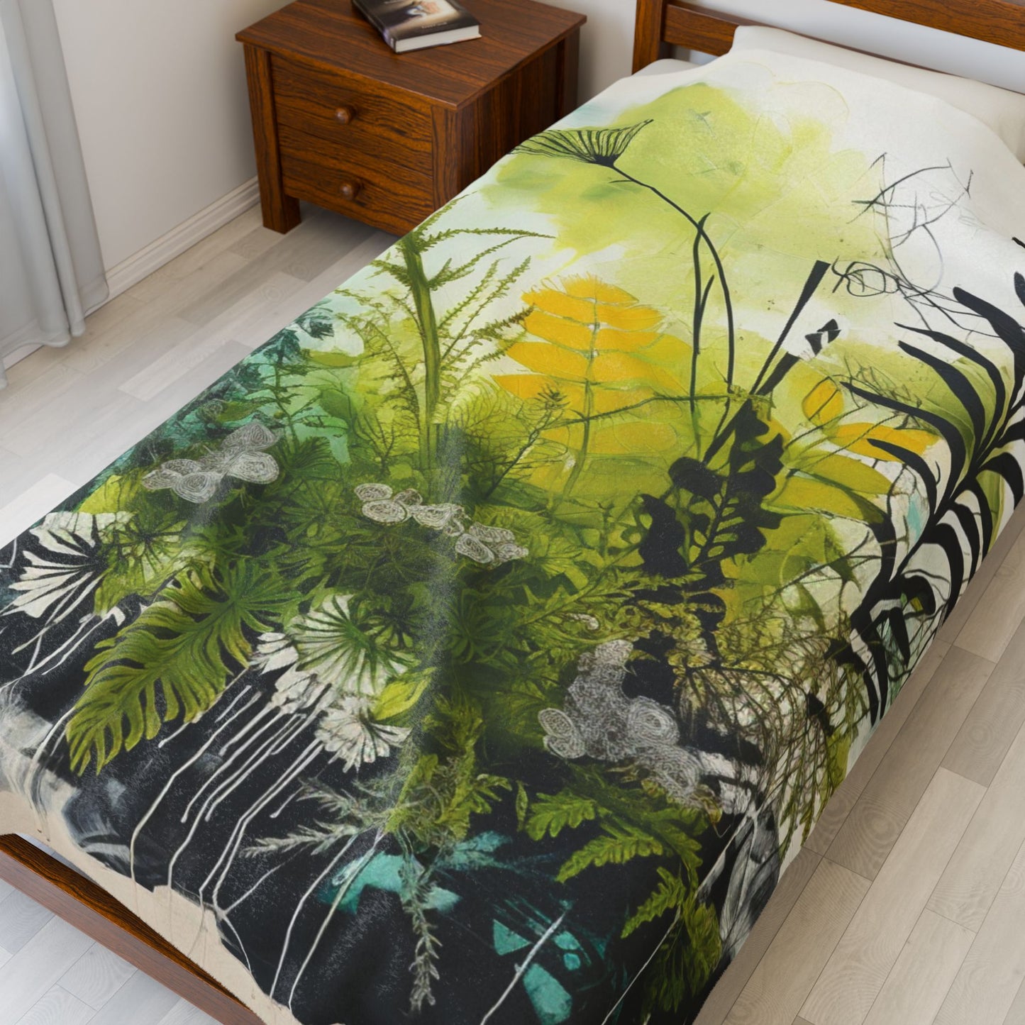 Botanical Abstract Blanket — Soft Floral Throw