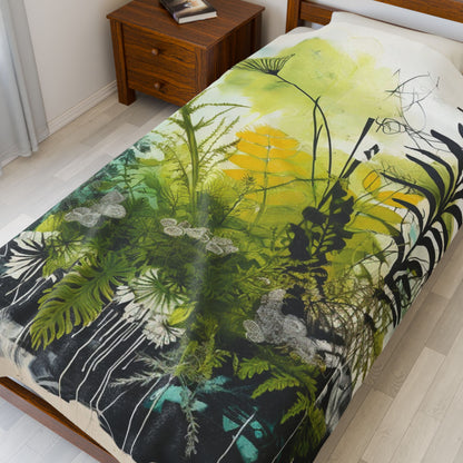 Botanical Abstract Blanket — Soft Floral Throw