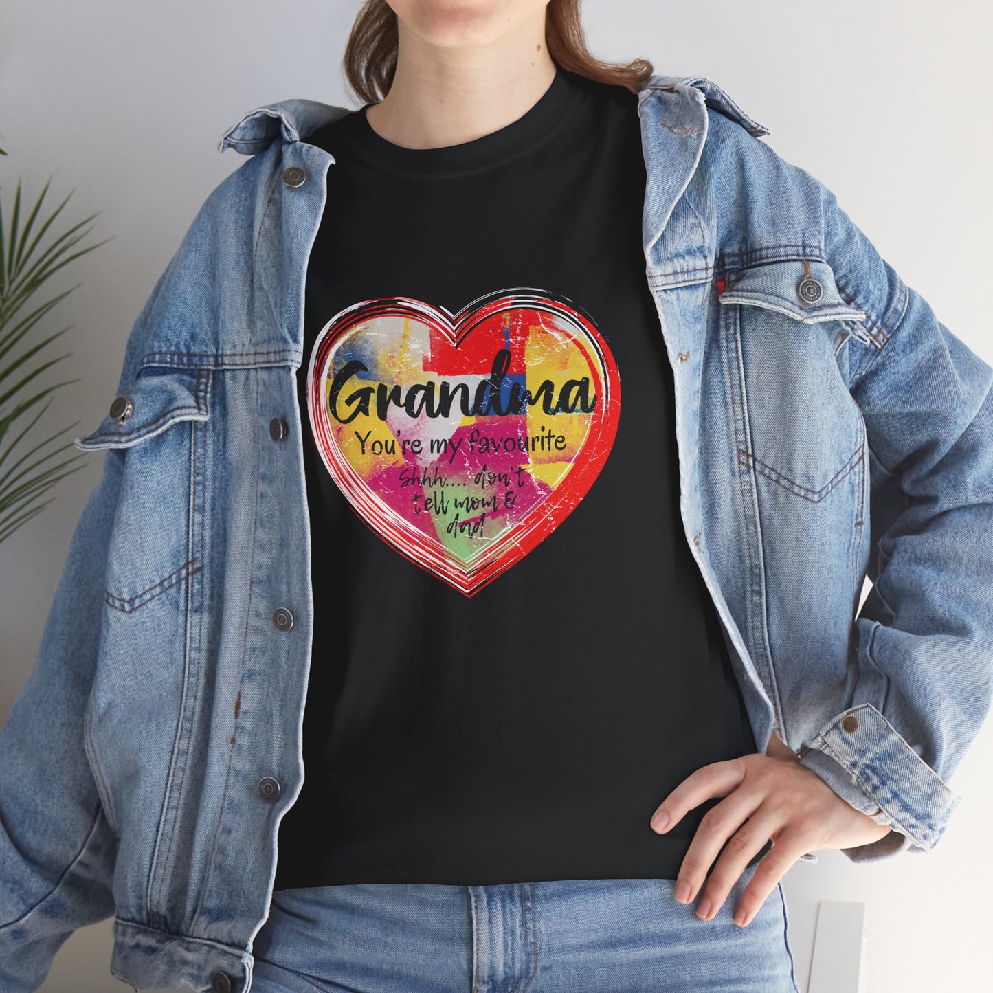 Retro Grandma Heart - "Grandma You're My Favourite Shhh Don't Tell Mom & Dad"