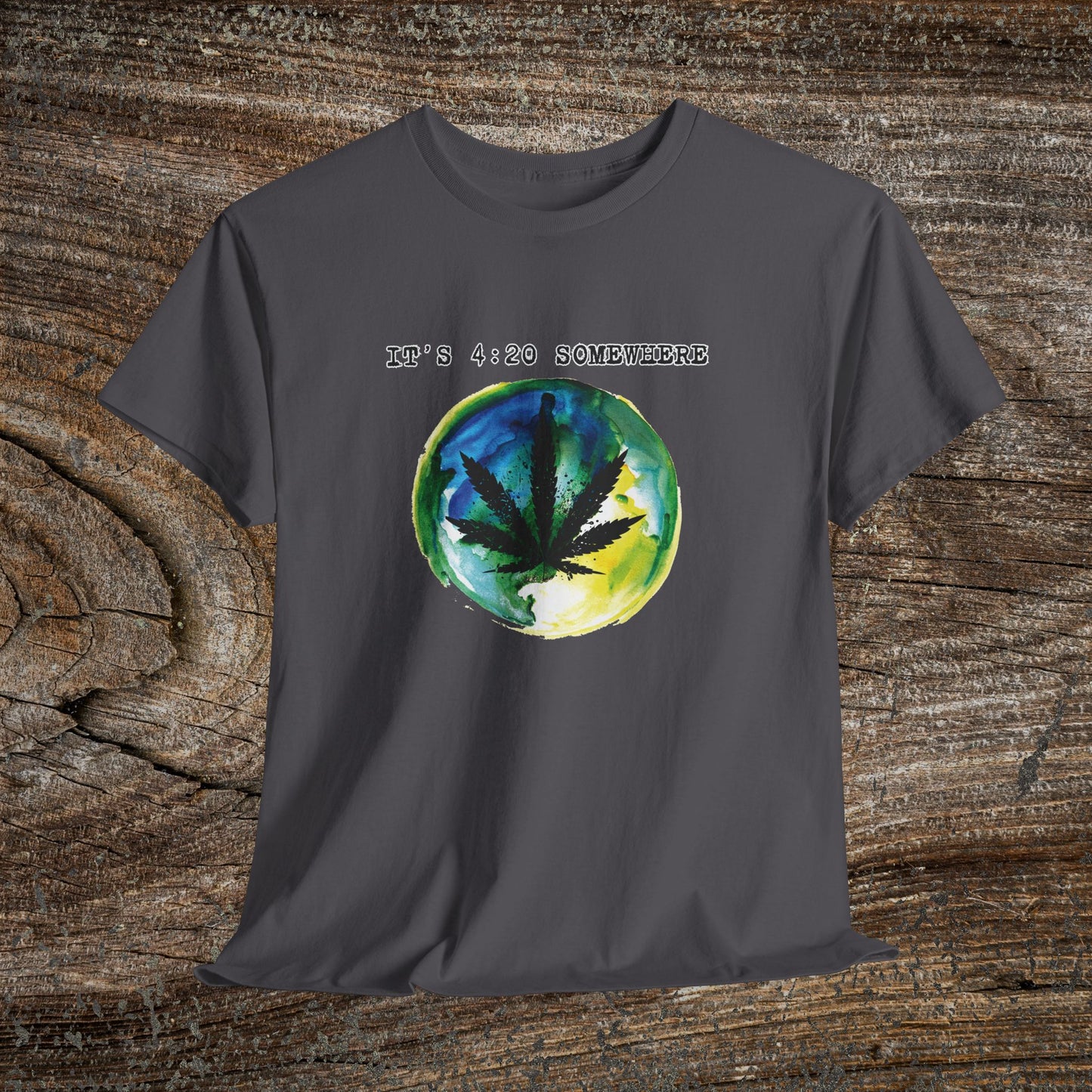 Grunge Weed Leaf 420 TShirt - "It's 4:20 Somewhere" - Retro Marijuana Stoner Gift