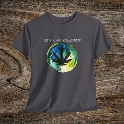 Grunge Weed Leaf 420 TShirt - "It's 4:20 Somewhere" - Retro Marijuana Stoner Gift