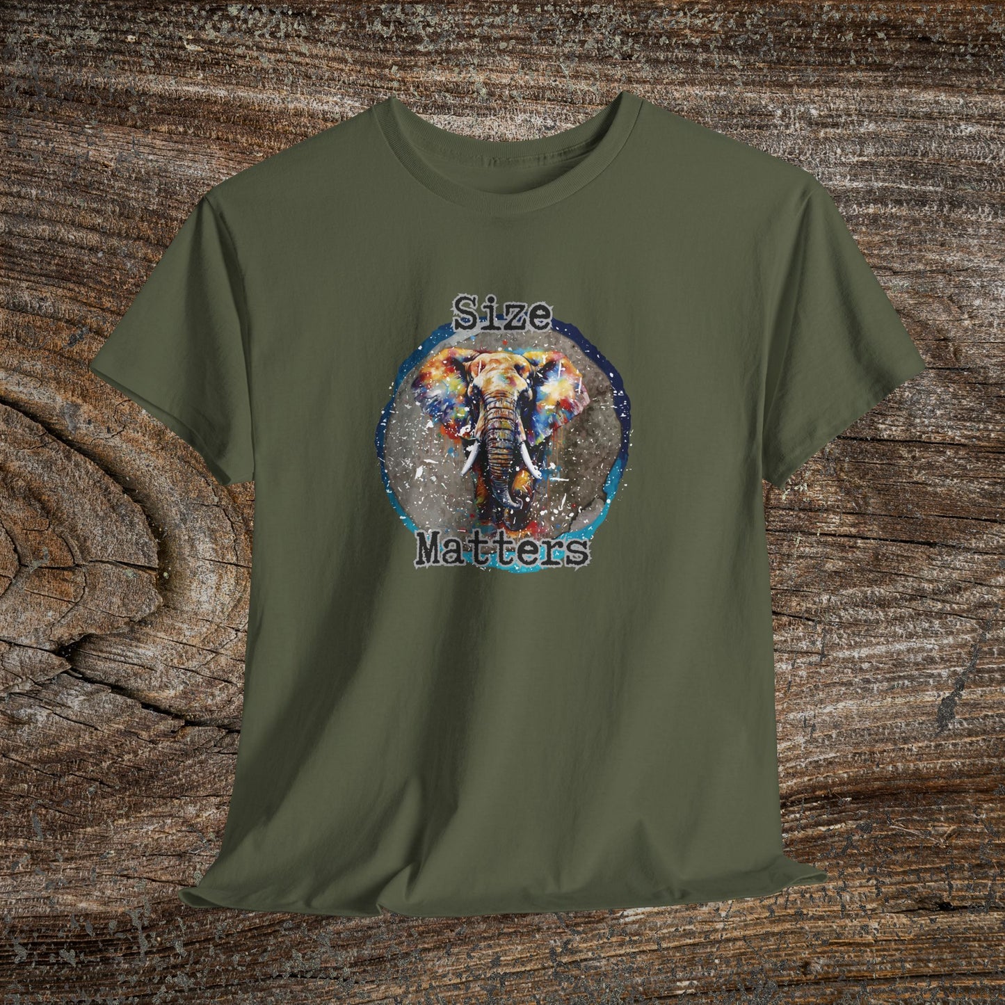 Grunge 'Size Matters' Elephant T-Shirt — Vintage Elephant Graphic Tee