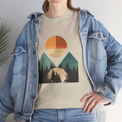 Boho Mountain T-Shirt — Vintage Abstract Mountain Landscape Tee