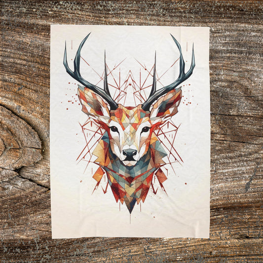 Deer Geometric Velveteen Plush Blanket — Abstract Throw