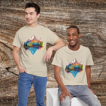 Vibrant Retro Mountain Abstract T-Shirt — Nature Lover Gift
